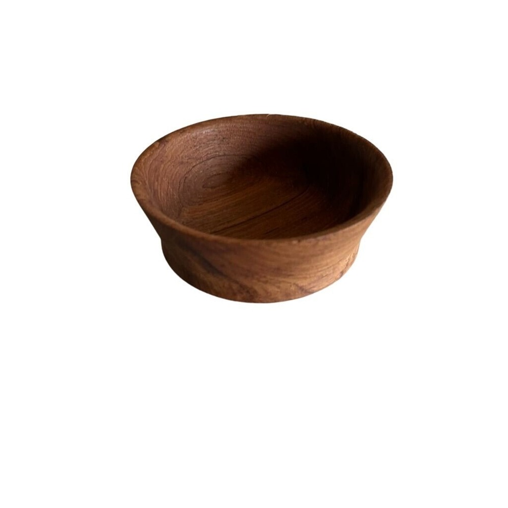 Handcrafted Burma Teak Wood Bowl 4" Diameter Made In Norway Durable & Elegant